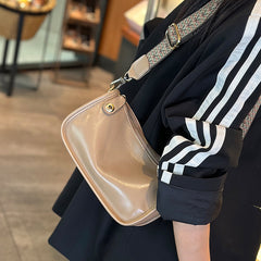 Soft Cowhide Small Square Bag with Wide Shoulder Strap