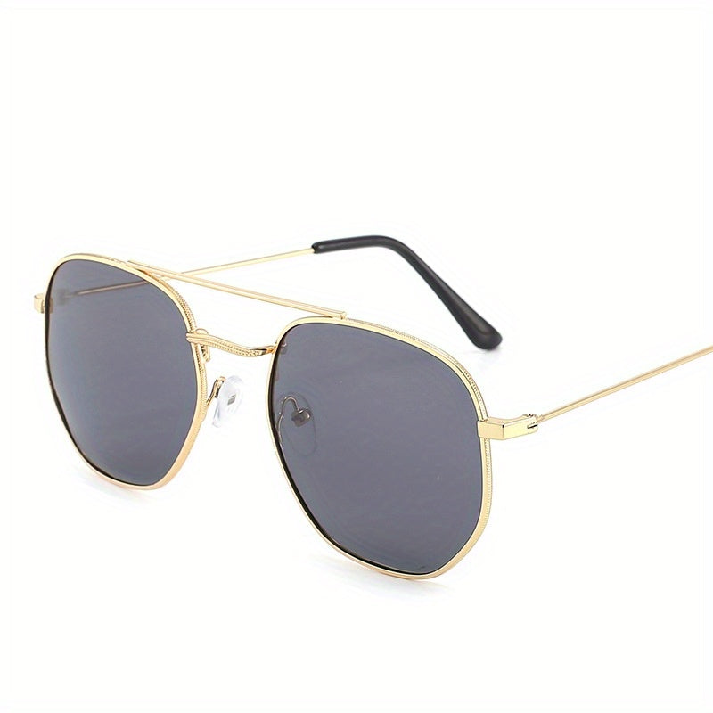 Men's Polygonal Metal Polarized Sunglasses Classic Double Beam