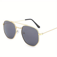 Men's Polygonal Metal Polarized Sunglasses Classic Double Beam