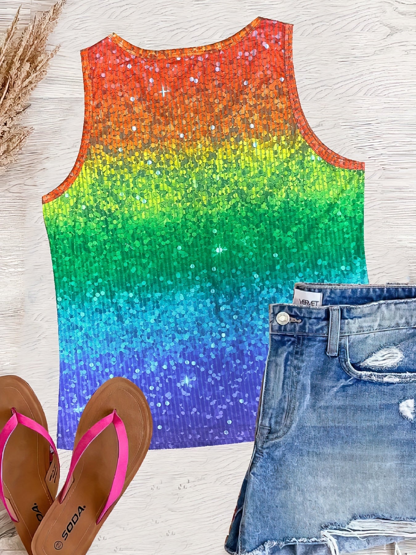 Colorful Print Button Front V Neck Tank Top Casual Sleeveless Top