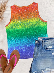 Colorful Print Button Front V Neck Tank Top Casual Sleeveless Top