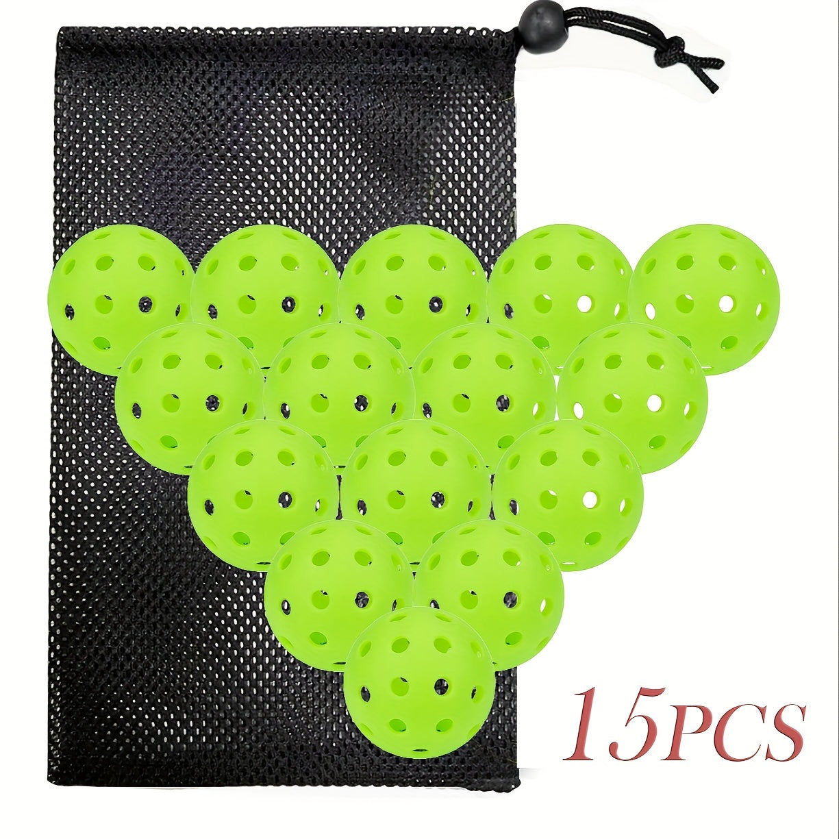 15pcs 40 Holes Pickleball With Tennis Bag for Training