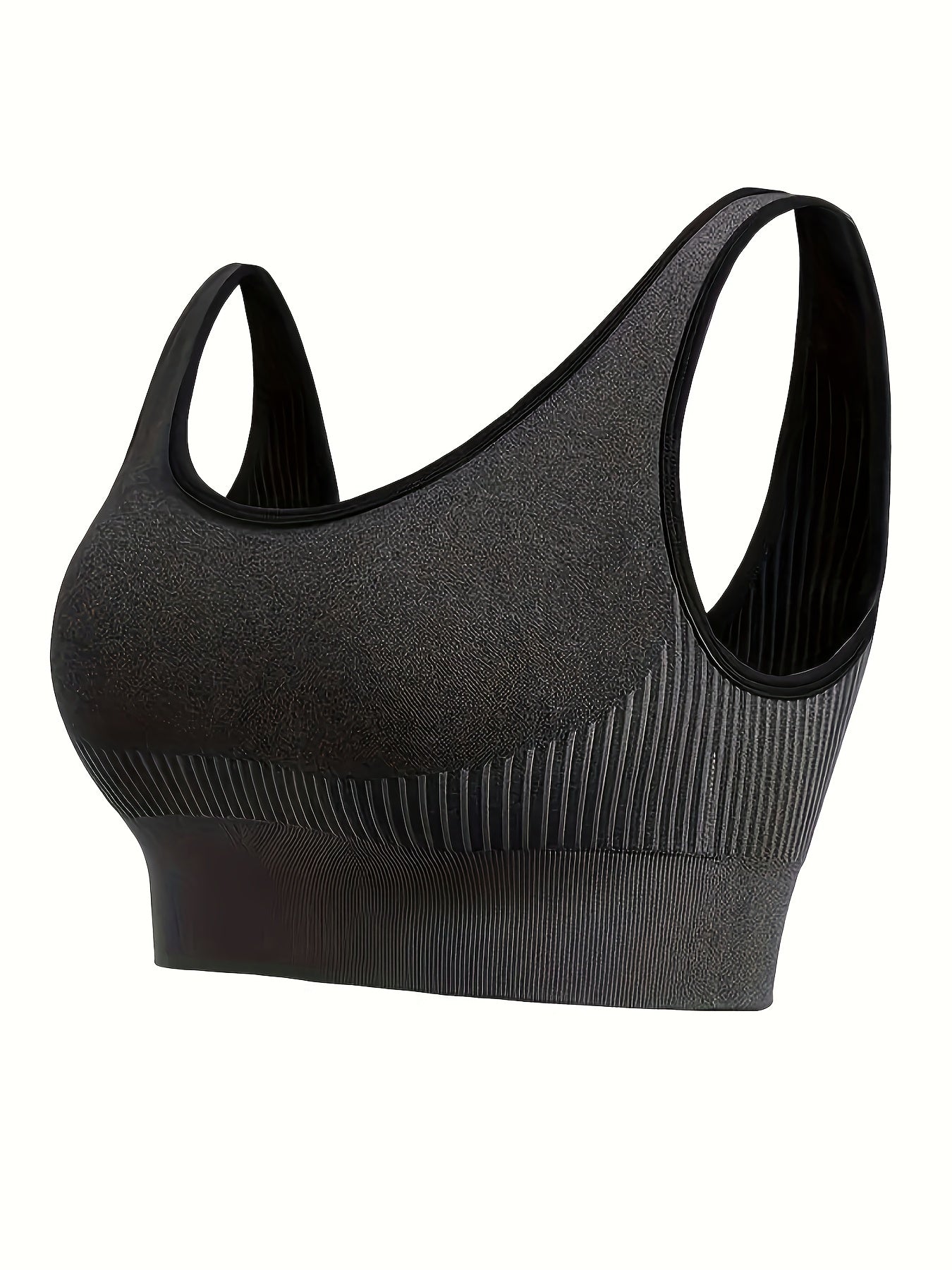 3 Pack Plus Size Sports Bra Set Women's Plus Striped Shockproof Skinny