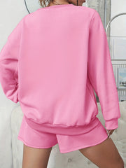 Women's Plain Sweatshirt & Shorts 2 Piece Set