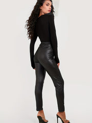 Sexy High Waisted Leggings Faux Leather Skinny Leggings Women's Clothing