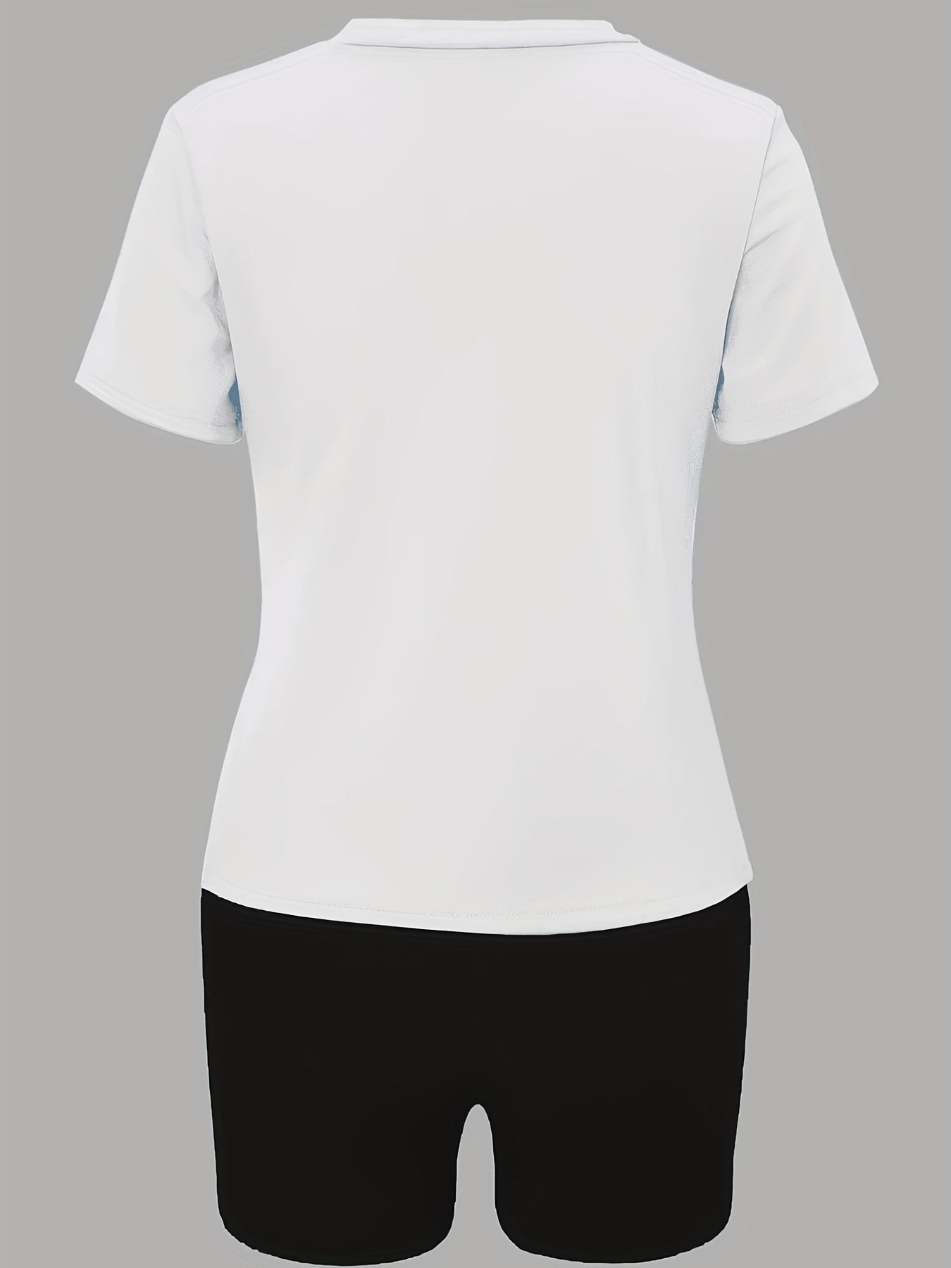 Letter Print Matching Two piece Set Casual Short Sleeve T shirt & Biker Shorts