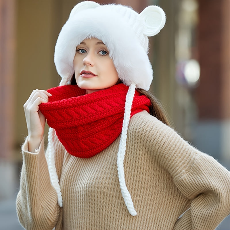 Women's Winter Set: Fleece-Lined Hat & Infinity Scarf
