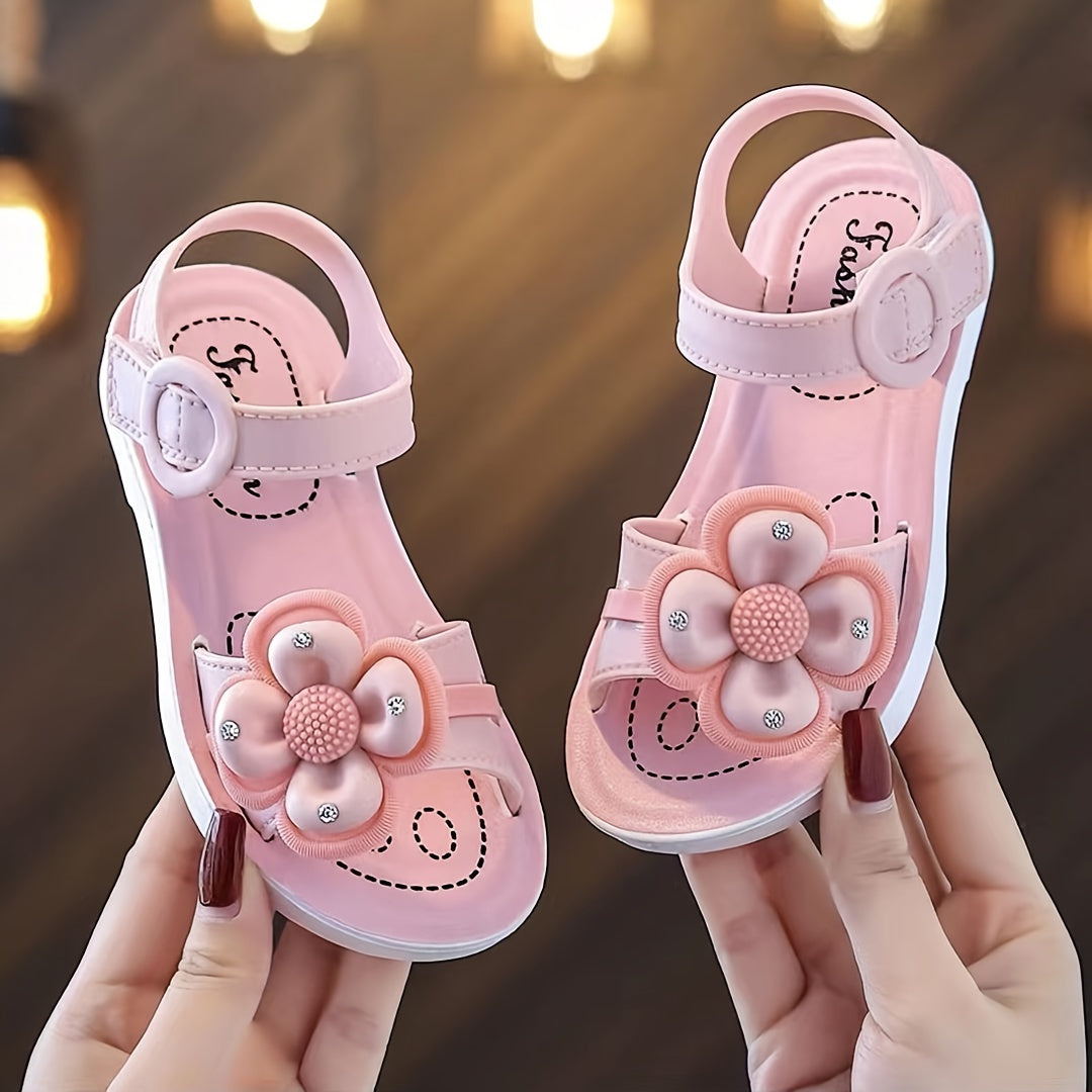 Flower Open Toe Sandals for Baby Girls Non-Slip All Seasons