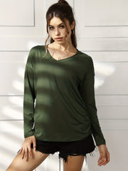 V Neck Loose Top Fitness Yoga Running Women's T shirt
