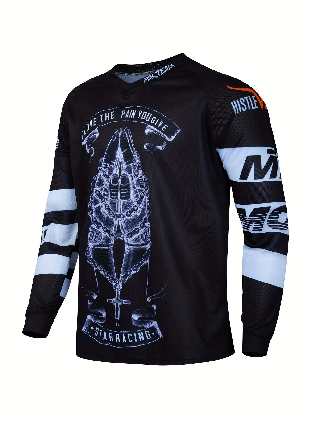 Men's Hands Pattern Cycling Jersey Long Sleeve Shirt