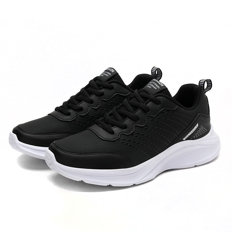 Women's Lace-Up Running Shoes Faux Leather Sneakers