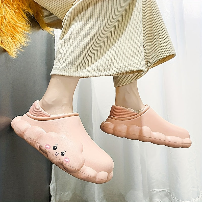 Women's Fleece Liner Slippers Round Toe Waterproof Anti Slip Slides