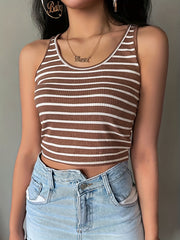 Stripe Print Tank Top Sleeveless Summer Top