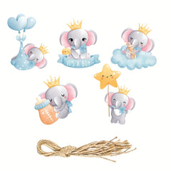 5 Piece Baby Shower Elephant It's A Boy Hanging Ornaments