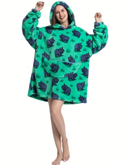 Animal Pattern Sherpa Fleece Hooded Blanket