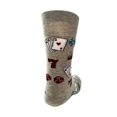 Men's Mid calf Cotton Socks Poker Pattern Gray Sports And Leisure Socks