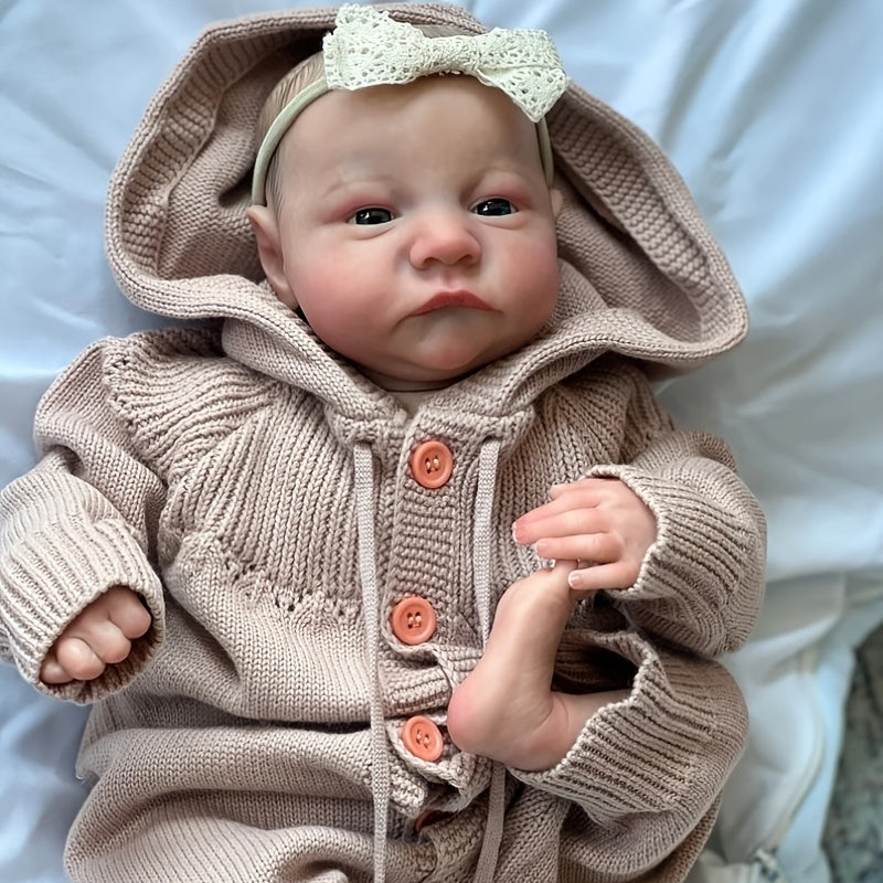 19inch Painted Finished Reborn Baby Doll Awake Newborn Baby Size 3D Skin