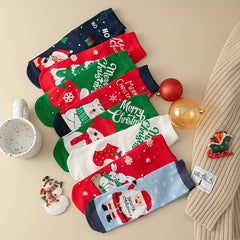 14 Pairs Kids Cartoon Christmas Crew Socks
