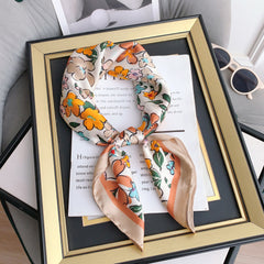 70cm Flower Graffiti Print Bandana Satin Square Scarf