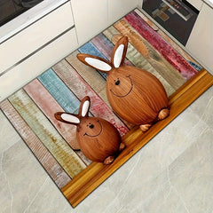 Rabbit Pattern Rug Machine Washable Floor Mat Room Decorative Carpet