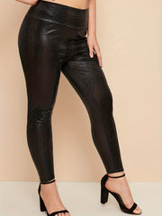 Plus Snake Print High Rise Stretch Leggings