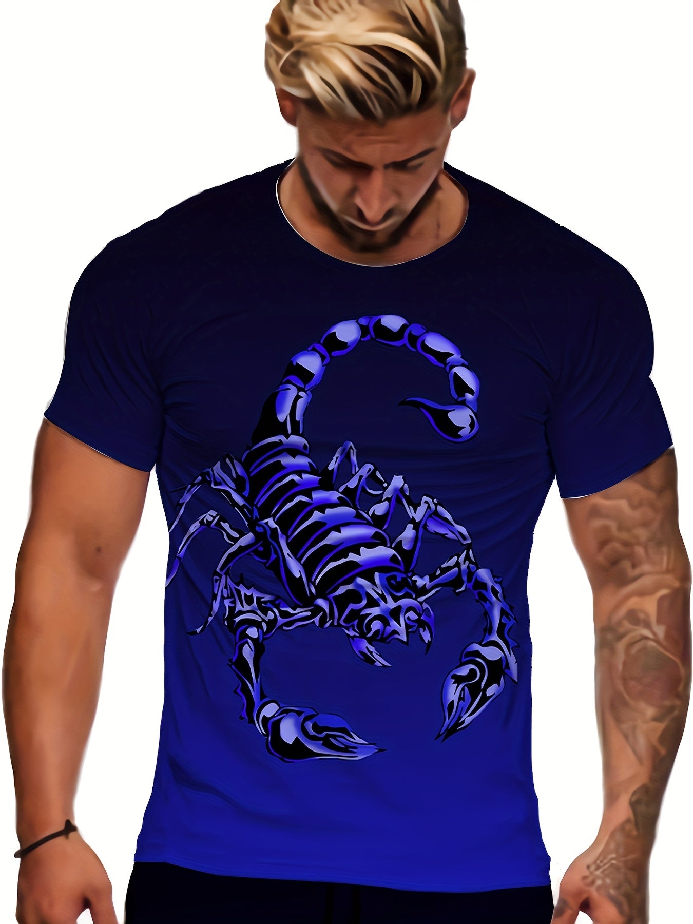 Men's 3D Scorpion Graphic T-shirt Active Stretch Novel Tee