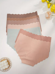 7pcs Scallop Trim Briefs Stretchy Intimates Panties Women's Lingerie