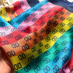 Vintage Gradient Block Alphabet Square Scarf Full Shawl Women