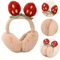 Strawberry Plush Winter Earmuffs Anti Freeze Soft Furry Earmuffs