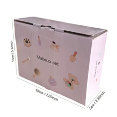 Girls' Wooden Makeup Set with Mirror Comb Lipstick Eyeshadow Powder Toy Gift