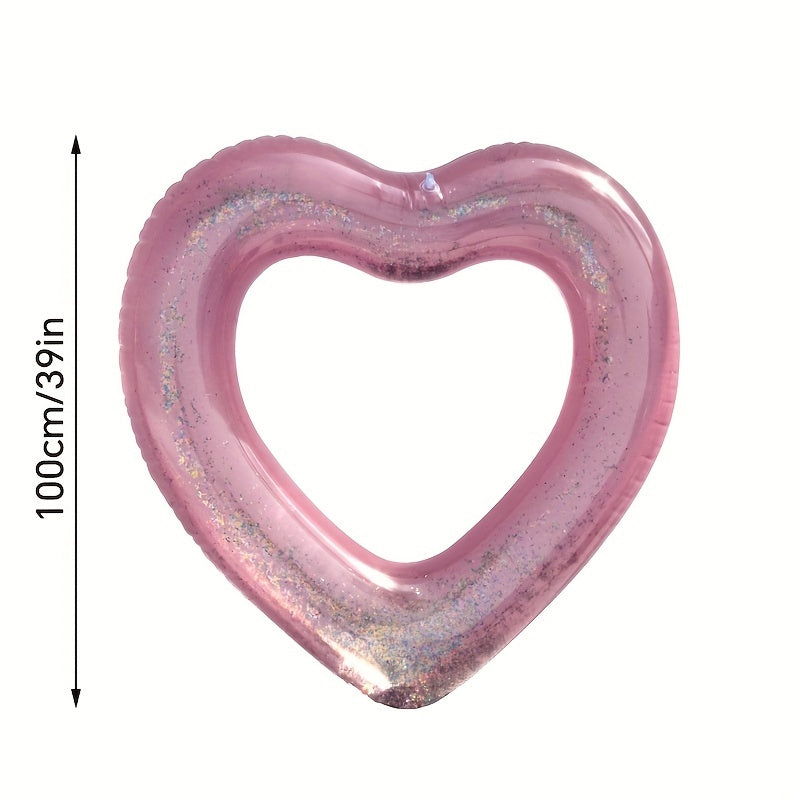 Glitter Love Heart Inflatable Swim Ring Toy