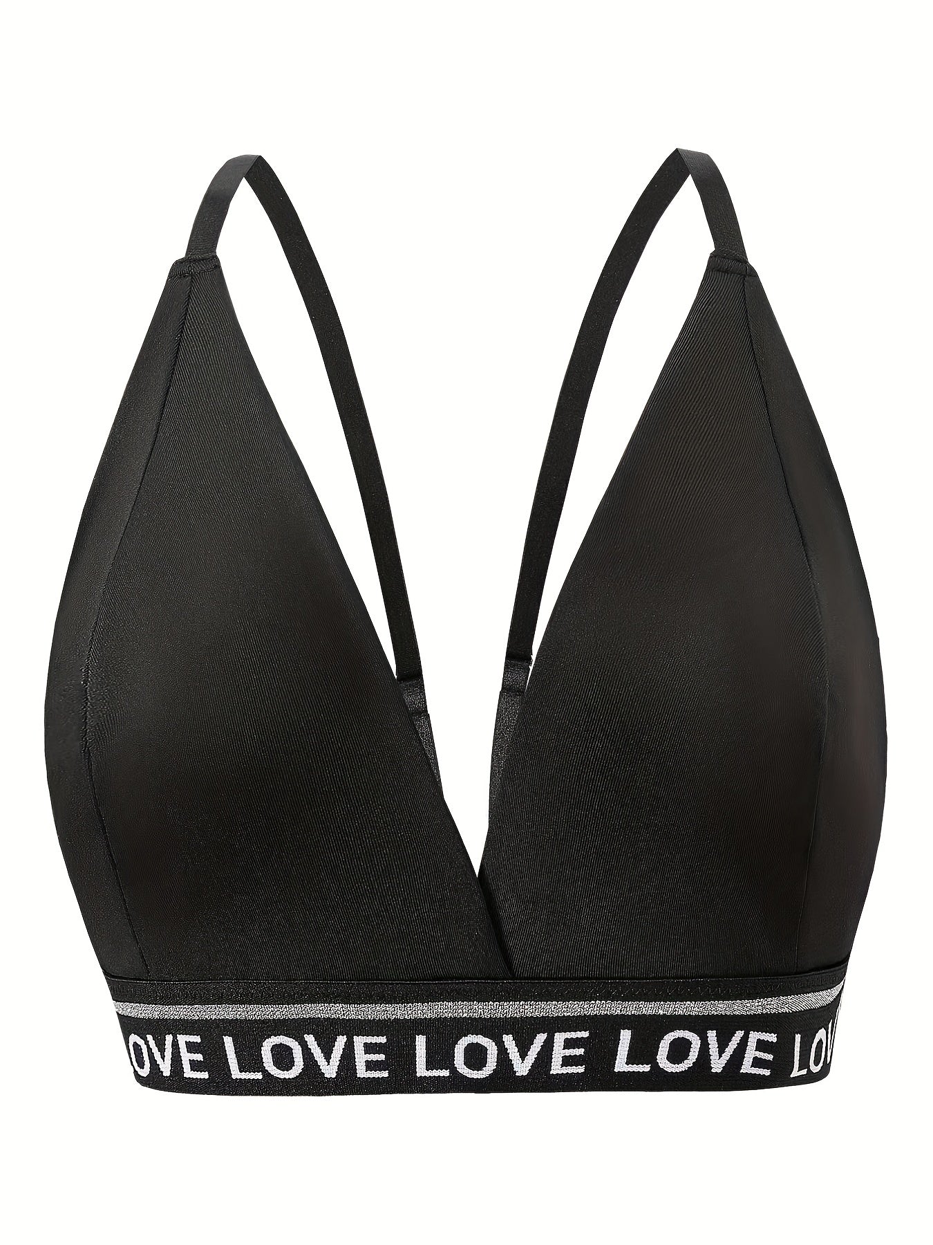 Sexy Bra Women's Plus Letter Tape Deep V Neck Stretch Lingerie Bra