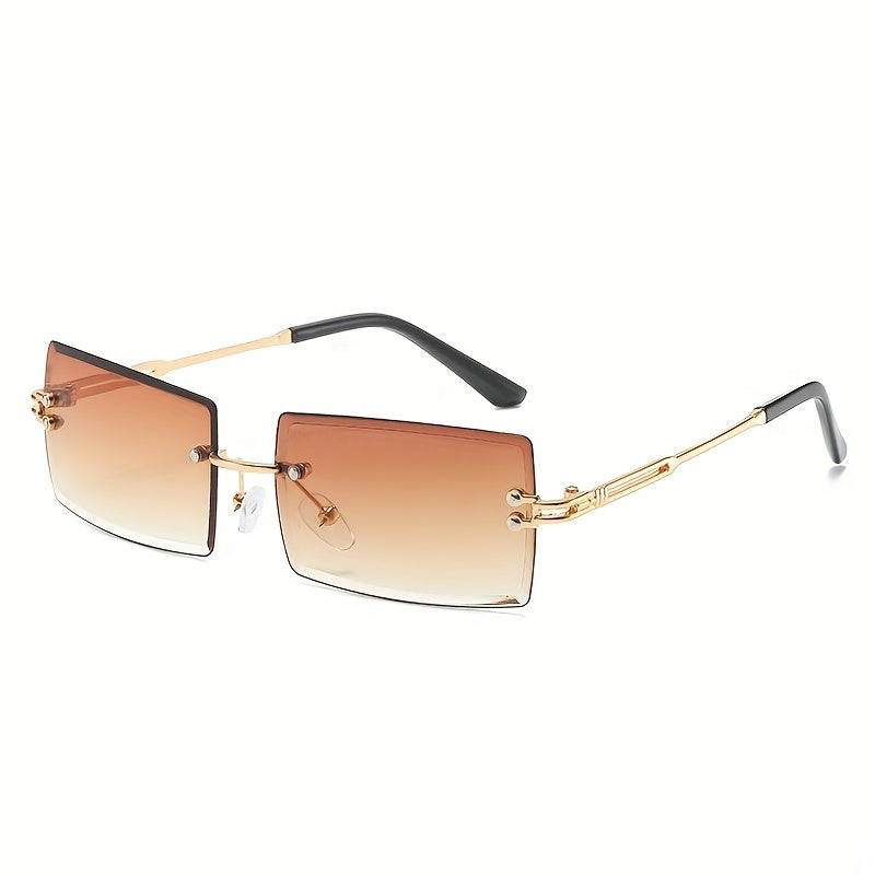 Rimless Sunglasses Gradient UV400 Sun Shades With Case