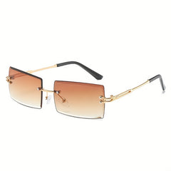 Rimless Sunglasses Gradient UV400 Sun Shades With Case