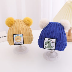 Kids' Dinosaurs Patch Beanie Hats - Warm and Stylish Winter Gear