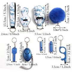 10PCS Safety Keychain Set w/ Personal Safety Alarm & Whistle, First Aid Bottle