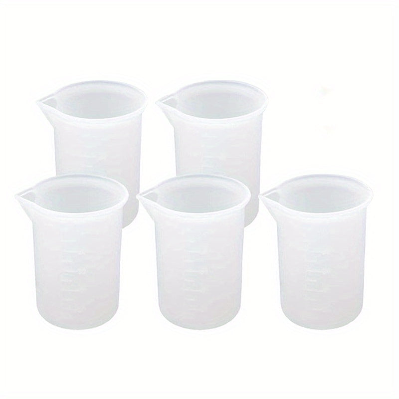 5pcs Silicone Measuring Cup Set Clear Graduated Epoxy Split Cup Art Kitche