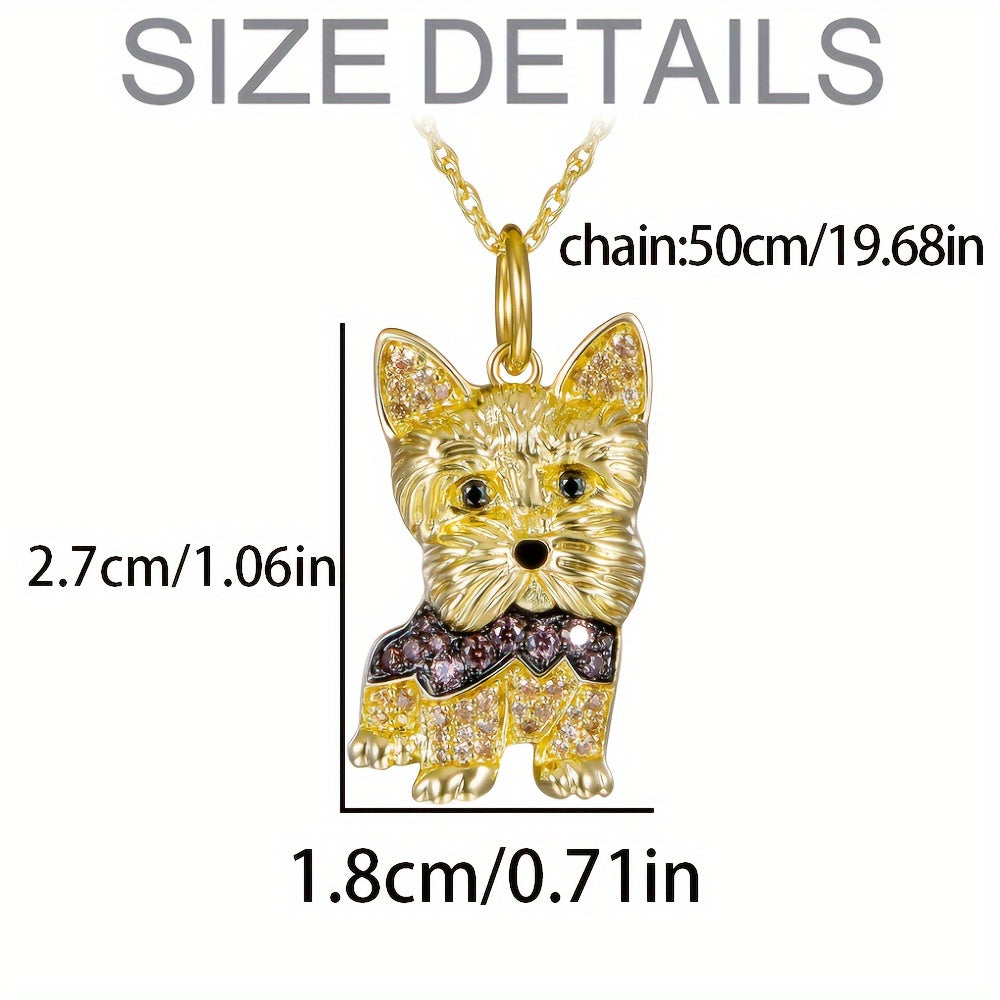 Yorkshire Sparkling Rhinestone Pet Pendant Necklace - Great Gift