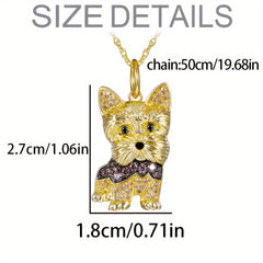 Yorkshire Sparkling Rhinestone Pet Pendant Necklace - Great Gift