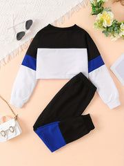 Girls M Letter Print Sweatshirt & Pant Set Kids Clothes
