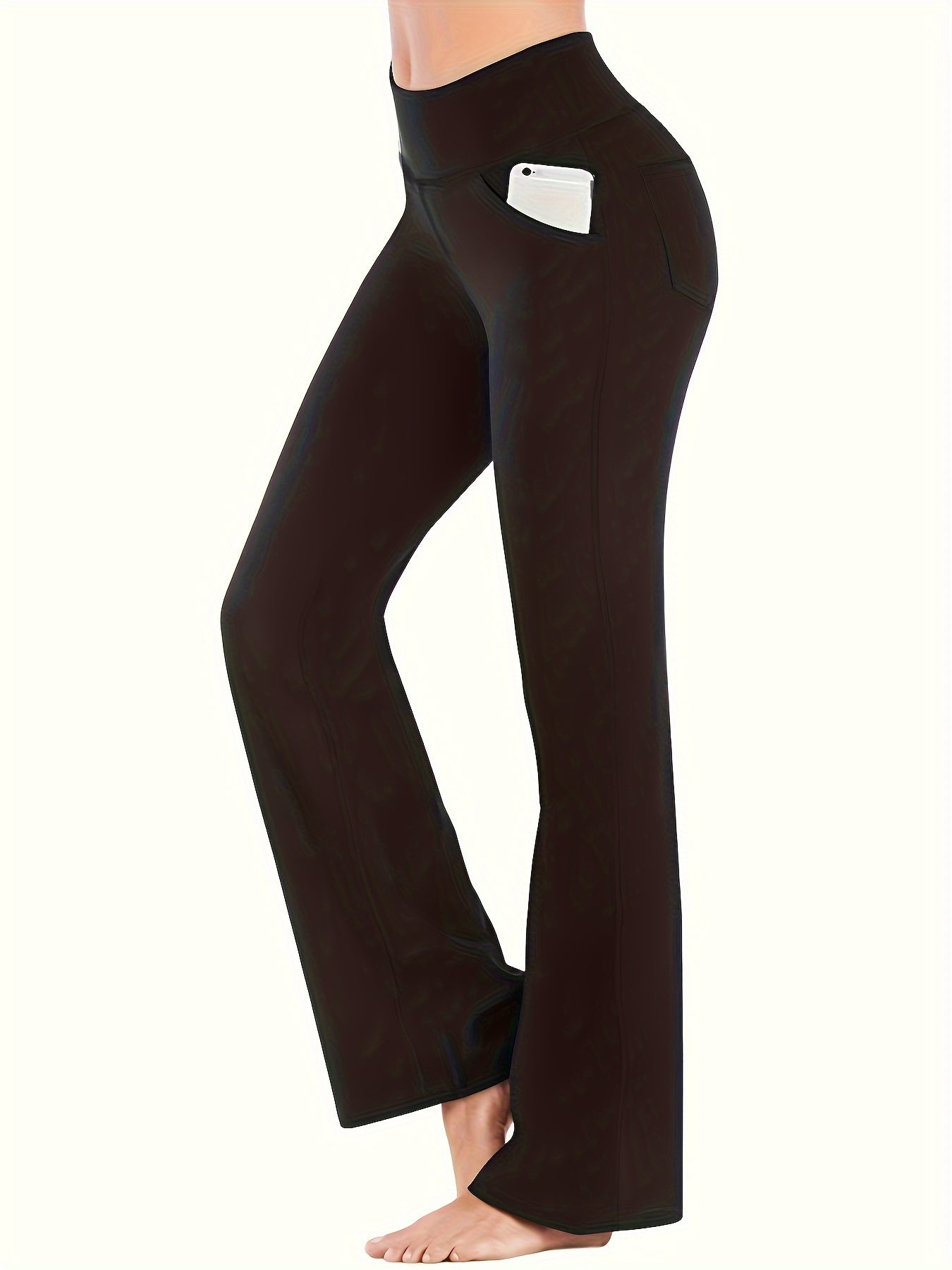Women's High Waisted Bootcut Leggings with Pockets - Flared Yoga Pants