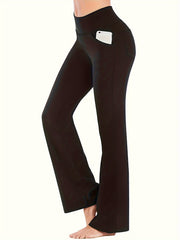Women's High Waisted Bootcut Leggings with Pockets - Flared Yoga Pants