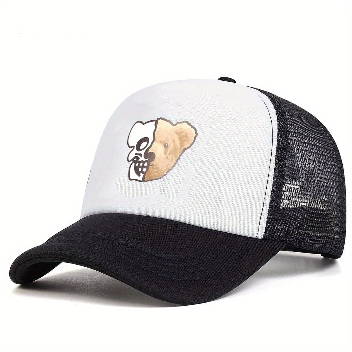 Skull Bear Print Baseball Cap Unisex Trucker Hat Adjustable Sun Hat