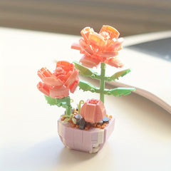 Sunflower Rose Flower Pot Building Blocks Artificial Bouquet Desktop Decoration