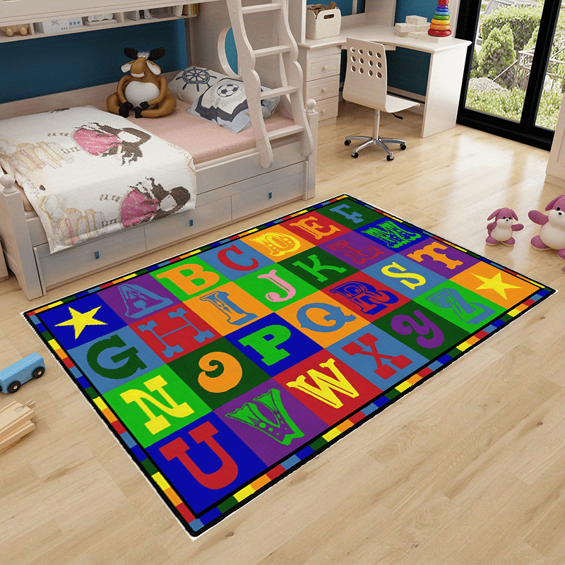 Kids Rug Numbers And Letters Area Rug for Playroom & Nursery