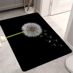 Dandelion Pattern Washable Rug for Kitchen/Dining Room, Rectangular Carpet