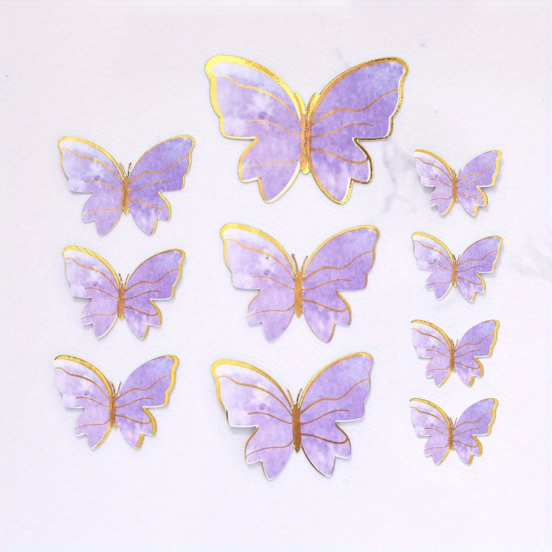 10pcs Butterfly Cake Toppers - Elegant Dessert Party Decoration
