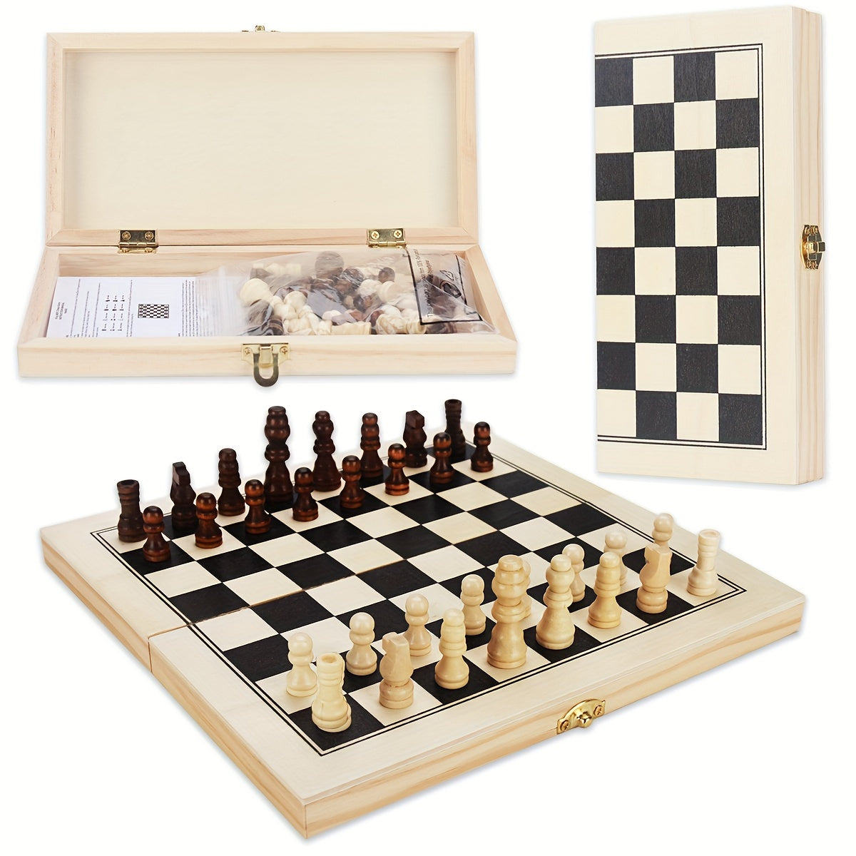 Folding Chess Set Portable Board Storage Slot Birthday Gift Beginners Party