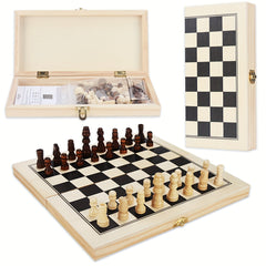 Folding Chess Set Portable Board Storage Slot Birthday Gift Beginners Party
