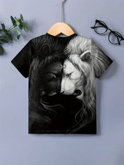 Boy's Lion Graphic T shirt Casual 3D Print Tee Kid's Clothing